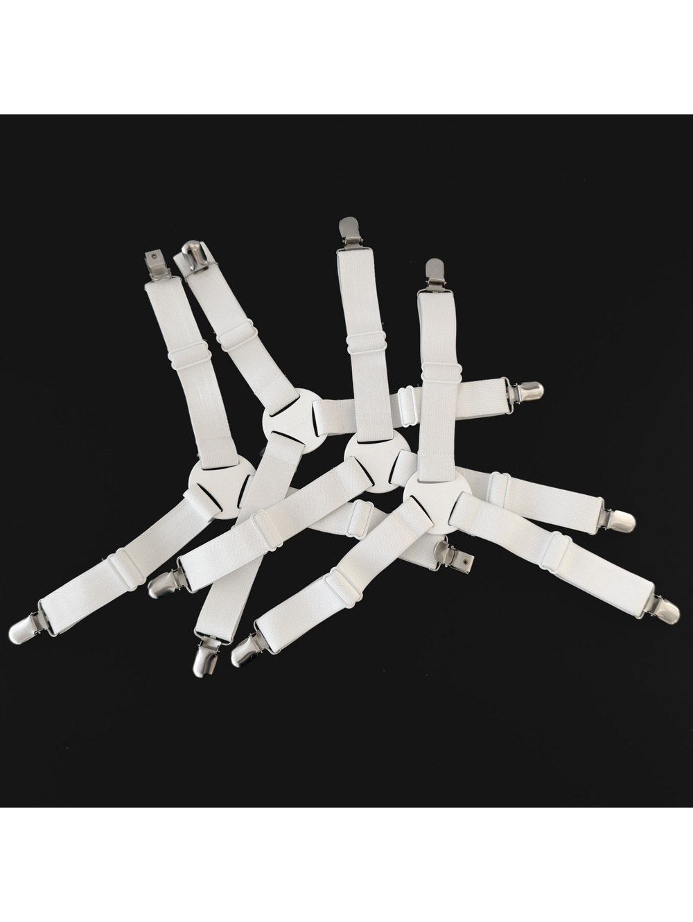 Gorilla Grip Bed Sheet Straps - Metal Clip Fasteners, Set of 4 White